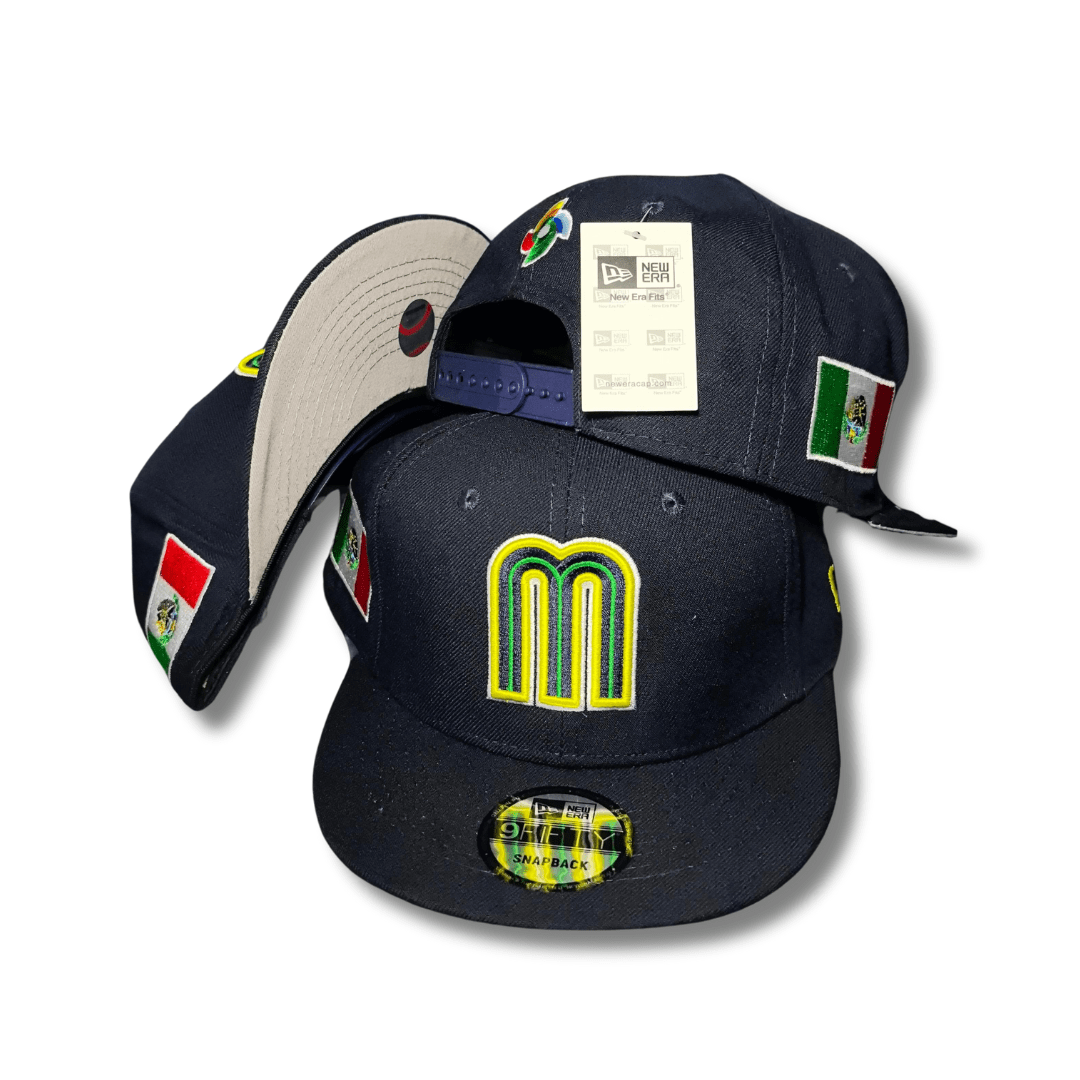 Mexico National Baseball Team New Era 9Fifty with Flag Patches Navy Blue – Snapback Cap