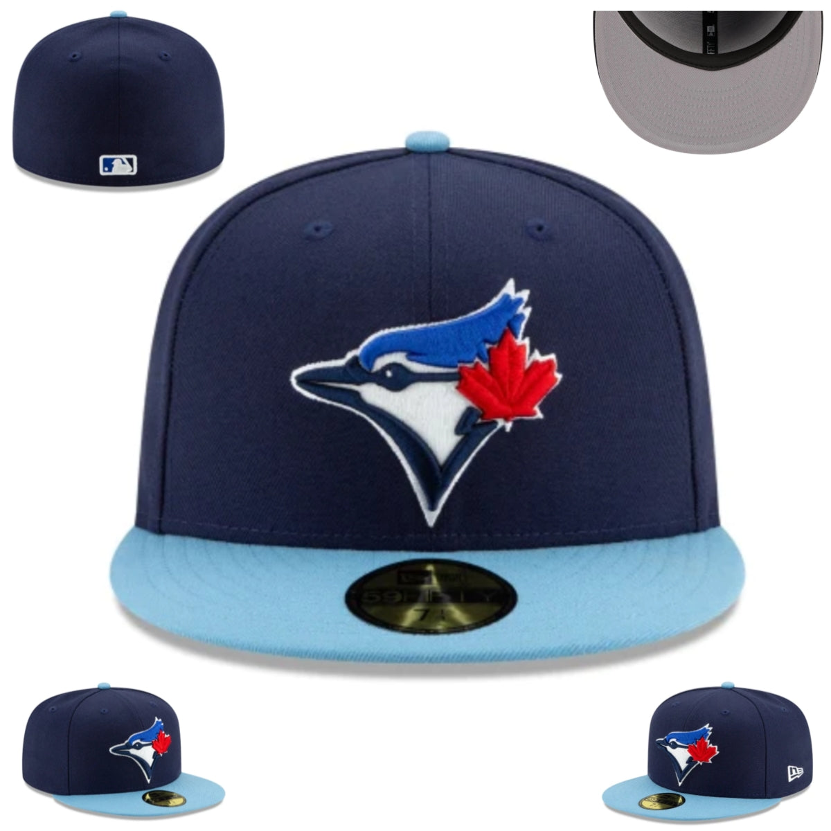 Toronto Blue Jays Navy and Light Blue Fitted Hat with Embroidered Logo