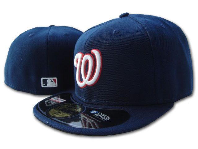 Washington Nationals Navy Blue Fitted Hat with Authentic MLB Logo Embroidery
