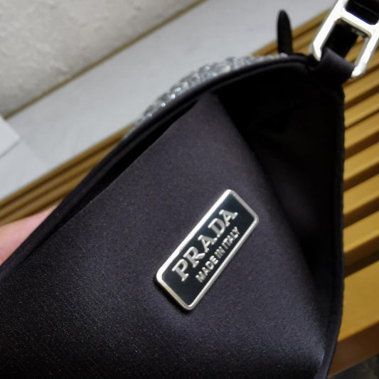 Prada Cleo Satin Bag with Crystals