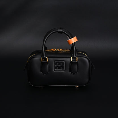 Miu Miu Black Matelassé Leather Satchel Bag – Mini Top Handle