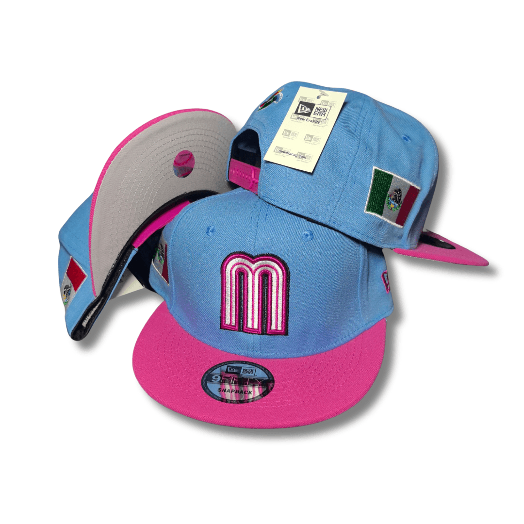New Era 59Fifty Mexico World Baseball Classic Hat Light Blue, Pink – Snapback Cap