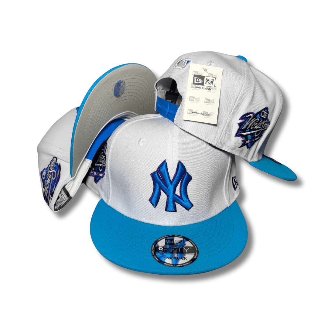 New York Yankees 9FIFTY with World Series Patches White and Light Blue – Snapback Cap