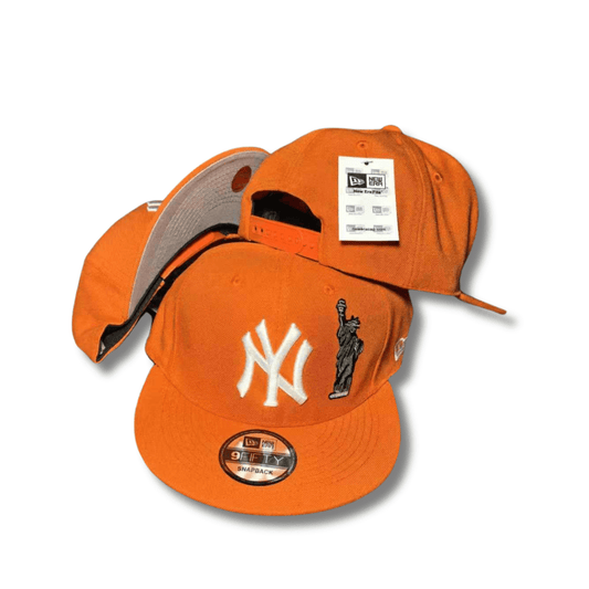 New York Yankees Orange with Statue of Liberty Design and White Embroidered Logo - Snapback Cap