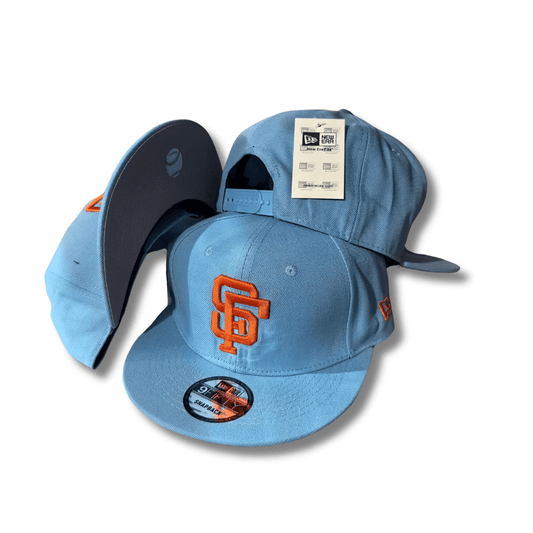 San Francisco Giants Light Blue with Orange Embroidered SF Logo - Snapback Cap