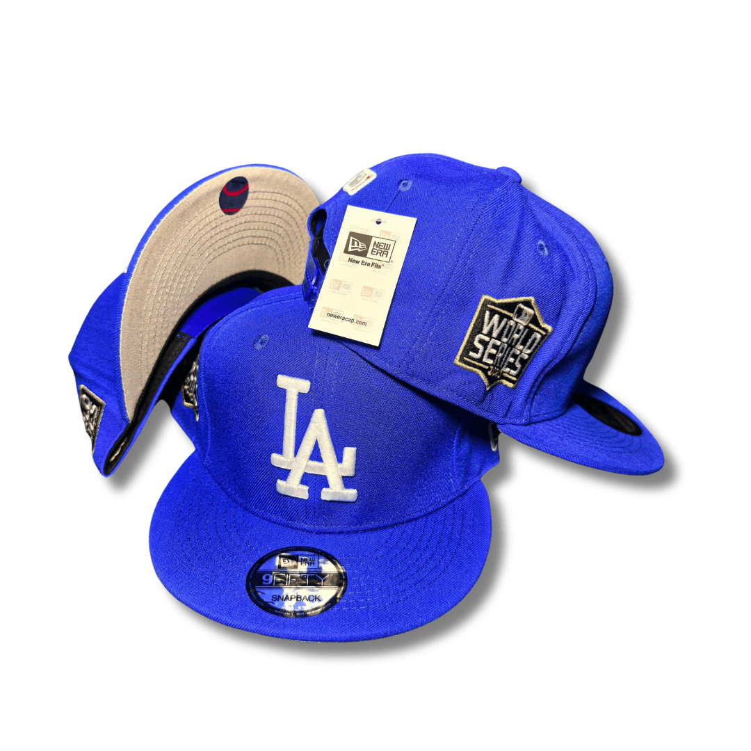 LA Dodgers with White Embroidered Logo and World Series Patch Royal Blue – Snapback Cap