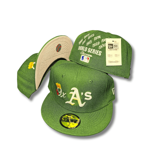 Oakland Athletics MLB Cap with World Series Champions Embroidery and Crown Patch – Fitted Cap
