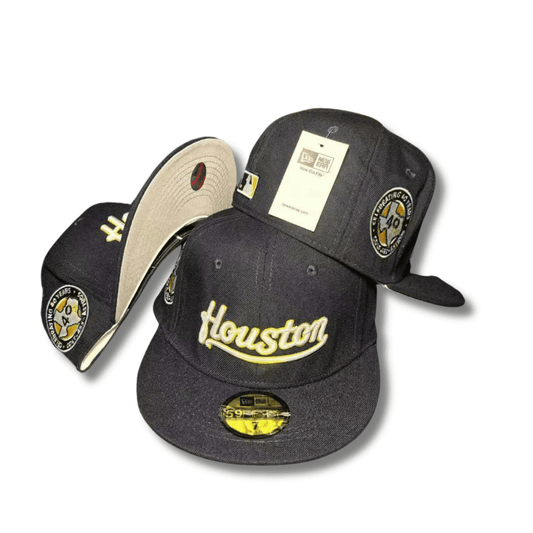 Houston Astros Fitted Hat with 40th Anniversary Patch and Embroidered Script Black – Fitted Cap