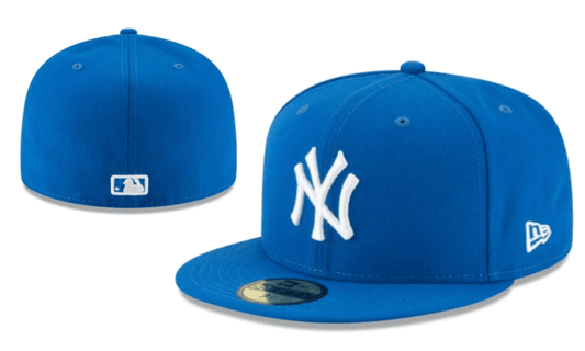 New York Yankees MLB Fitted Cap – Bright Blue with White Logo
