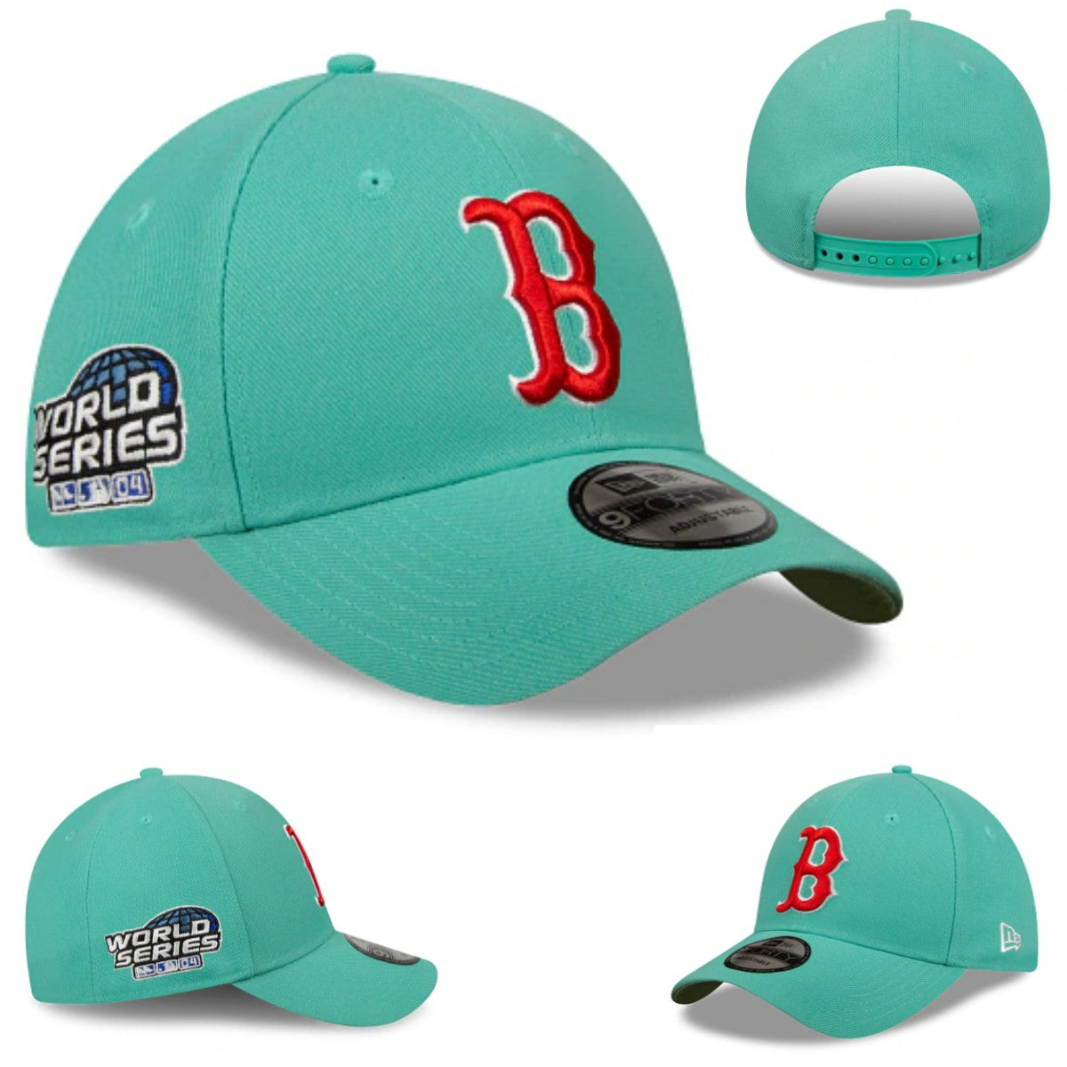 Teal Snapback Cap with Red Boston Logo and World Series Patch