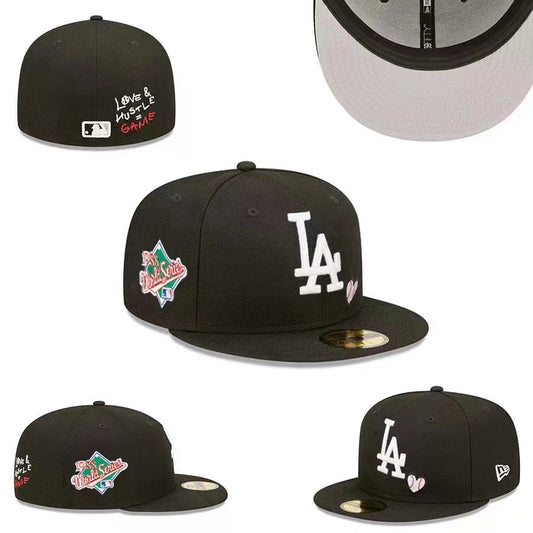 Los Angeles Dodgers 1988 World Series Fitted Hat with “Love & Hustle Game” Embroidery – Black