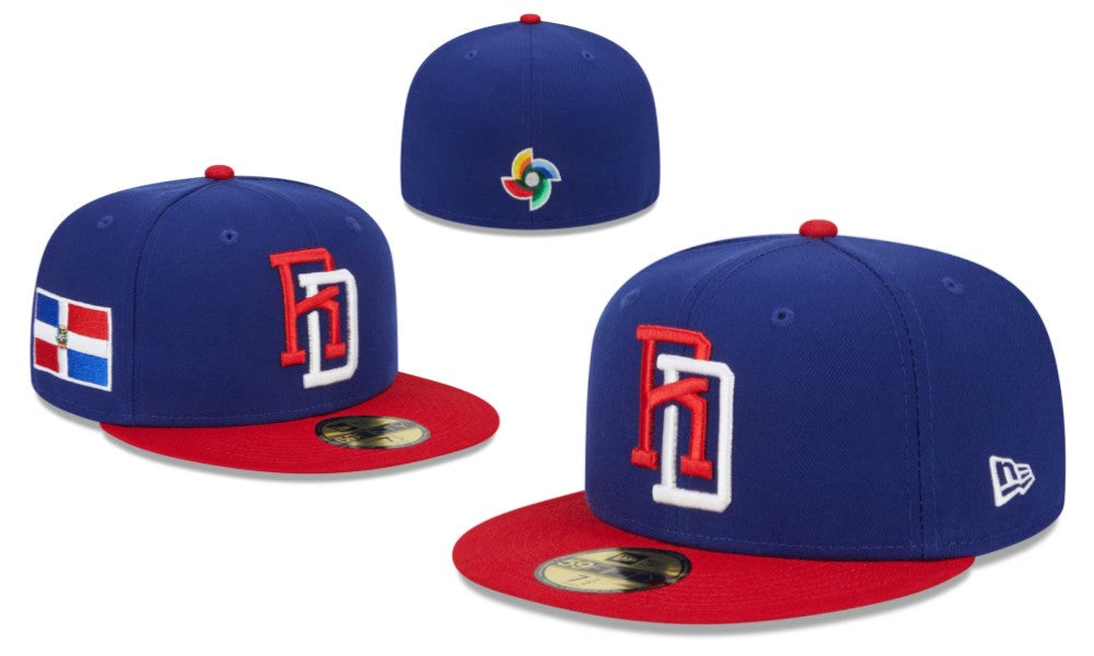 Dominican Republic World Baseball Classic 59FIFTY Fitted Hat – Blue and Red with Flag Patch