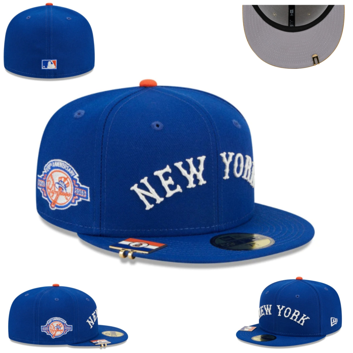 New York Yankees 100th Anniversary Fitted Cap – Royal Blue with Commemorative Patch