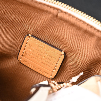 Coach Rowan Satchel – Signature Canvas Top Handle Bag with Crossbody Strap (Khaki/Chalk)
